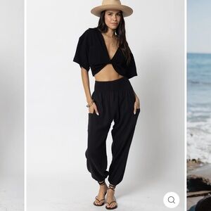 Black Relaxed Fit Track Pants with Elastic Waistband